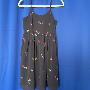 Madewell Navy Blue Dress with Floral Embroidery